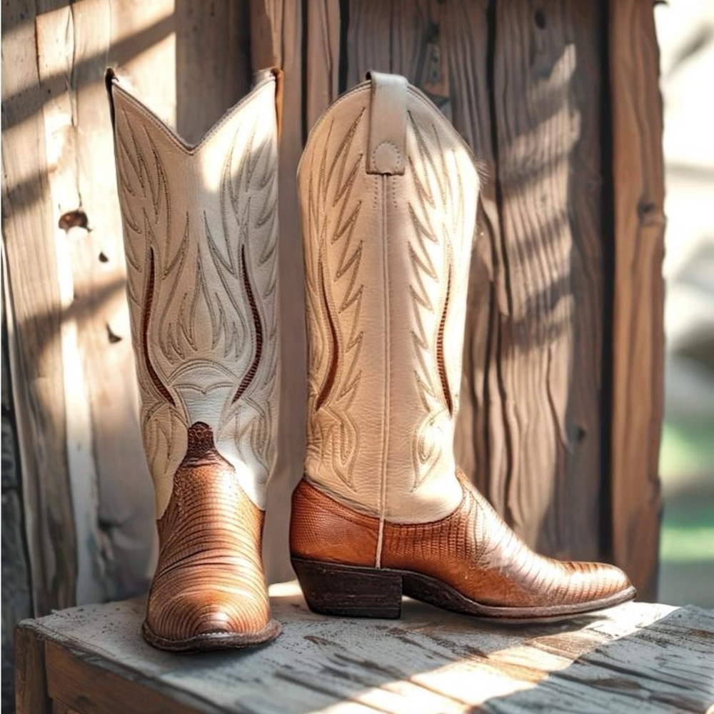 Women’s Size 5 C - Ralph Lauren Vintage Cowboy Western Boots Lizard